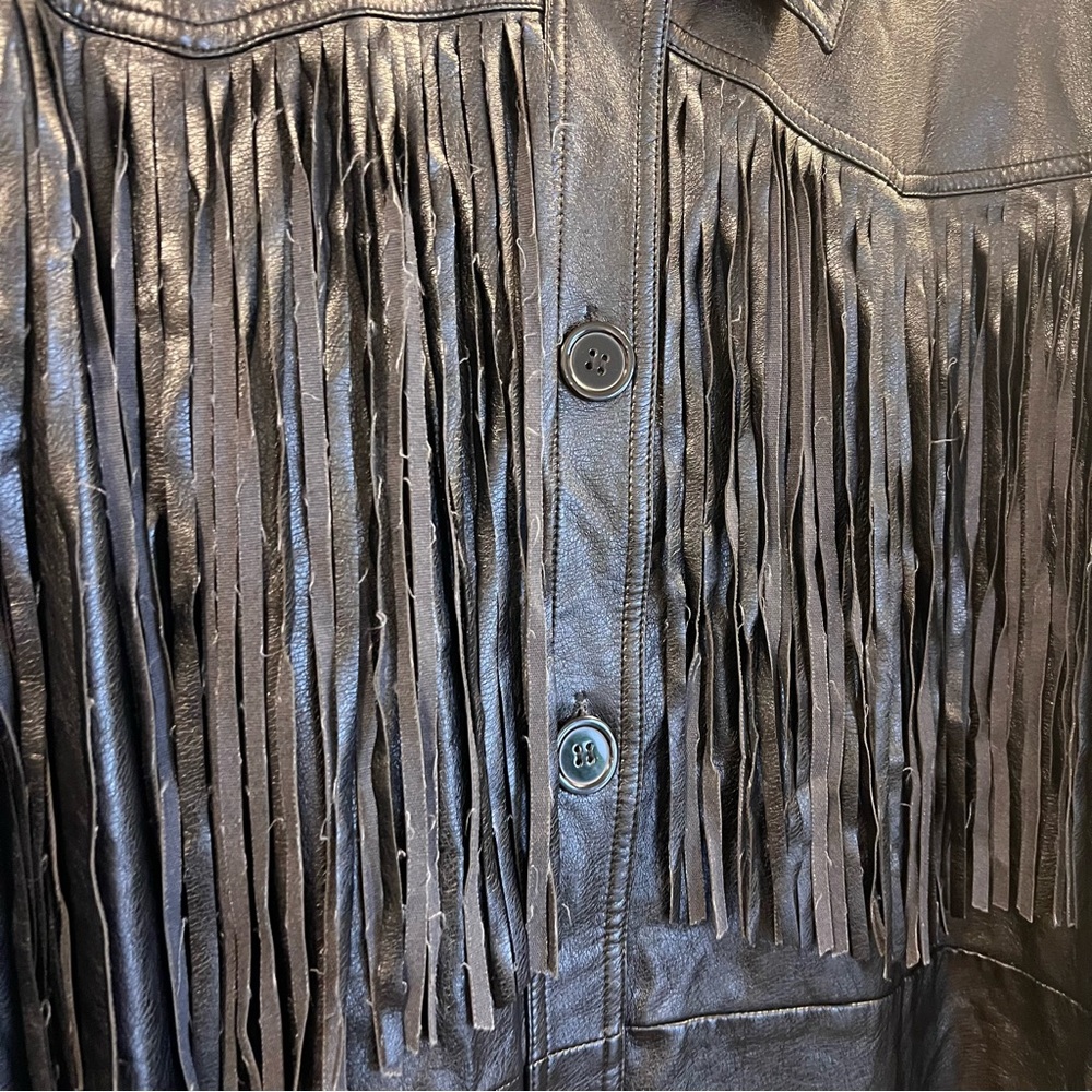 MOON RIVER fringe faux leather jacket western boho oversized - Picture 5 of 6